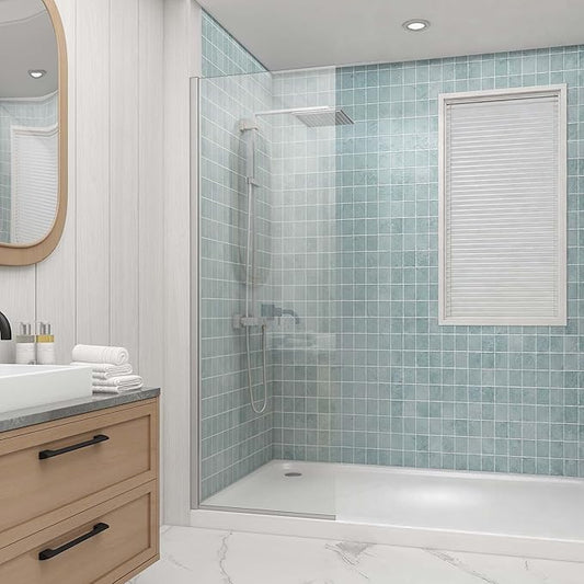 Sunrosa 24"×76" Shower Glass Panel, 8mm Thick Shower Screen, Brushed Nickel