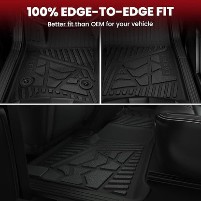 LASFIT Floor Mats for Ford F-150 2011-2014 SuperCrew 1st Row w/o Center Console Carpet Floor All Weather Protector Car Liners TPE Truck Mats, Front & Rear Rows, 3pcs Black