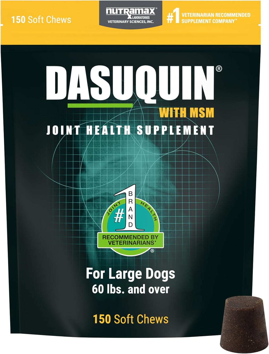 Nutramax Laboratories Dasuquin with MSM Soft Chews, Large Dog, 150 Count, brown