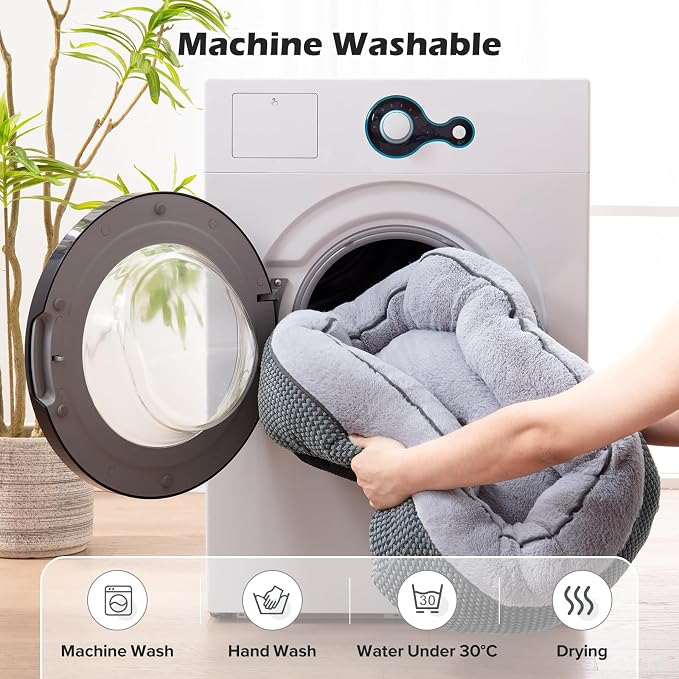 Small Dog Bed Washable Orthopedic Calming Warming Durable Pet Bed with Anti-Slip Bottom