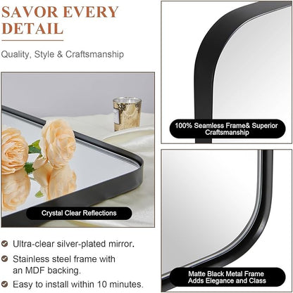 ANDY STAR Wall Mirror for Bathroom, 30x36 Matte Black Bathroom Mirror, Modern