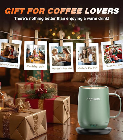 Kepwam Self Heating Coffee Mug T2, 16oz Smart Heated Coffee Mug, 150 Min