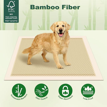 MIZOK Bamboo Dog Pee Pads Highly Absorbent No Leak Extra Large 28x34in 30Ct | Highly Absorbent Bamboo Pads Neutralize Odors Quickly and Leak Proof Bottoms Protect Your Floors for Potty Training
