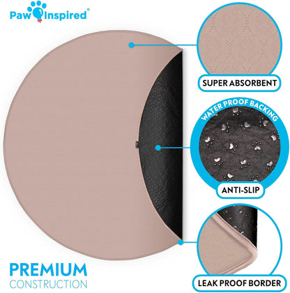 Paw Inspired Round Washable Pee Pad for Dogs | Reusable Puppy Pad for Potty Training, Whelping, Waterproof Mat | Leakproof, Non-Slip Liner (60" Extra Large Size, 1 Pack)