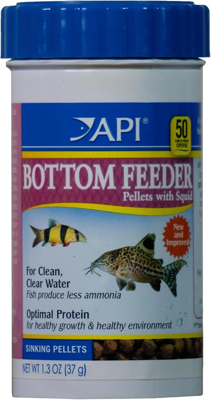 API BOTTOM FEEDER PELLETS WITH SQUID Fish Food 1.3-Ounce Container