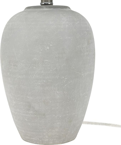 Nourison Home 23" Vintage Grey (White Washed) Ceramic Pot Table Lamp for Bedroom, Living Room, Dining, Office, with Grey Shade