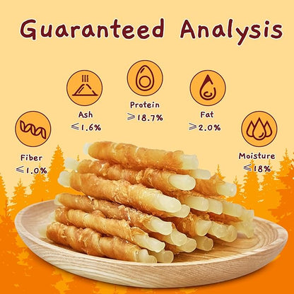 Jungle Calling Rawhide Free Treats for Dogs, Chicken Wrapped Cod Sticks Dog Treats, Soft Chewy Snacks for Training Rewards, 10.6 oz (Chicken)
