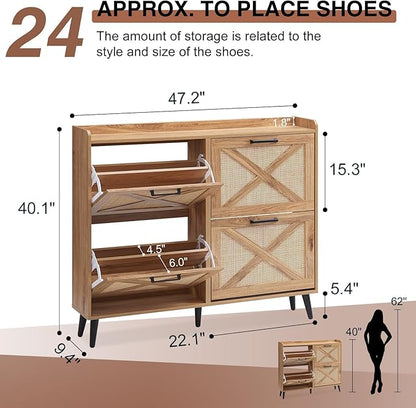 Shoe Storage Cabinet, Boho Shoe Organizer