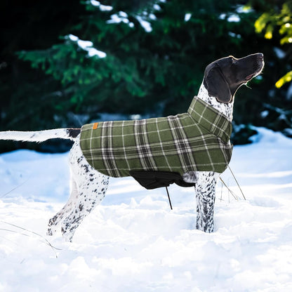 Kuoser Waterproof Dog Coat, Reversible Dog Jacket for Large Dogs, Adjustable Durable Doggie Winter Coat for Groowing Puppies Warm Puppy Cold Weather Apparel, Blue L