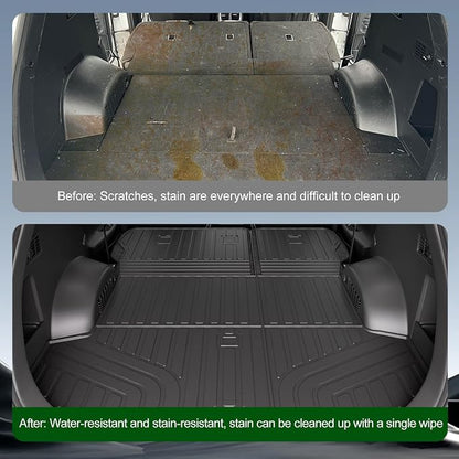 xipoqix Cargo Mat Backrest Mat Compatible with 2019 2020 Santa Fe TPE Cargo Liner Back Seat Protector Replacement for 2019 2020 Santa Fe Accessories (Trunk Mat with Backrest Mats)