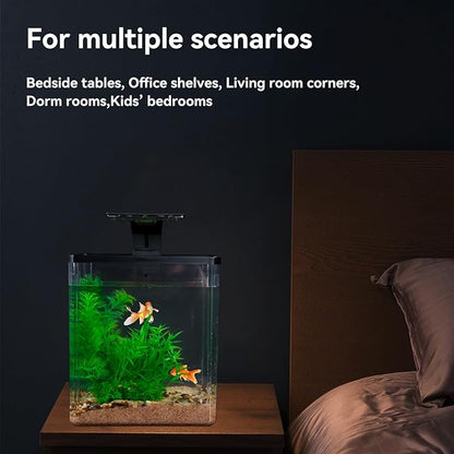 1.5 Gallon Aquarium Starter Kits - Plastic Fish Tank Kit Clear Beta Fish Tank Small with Filteration Oxygenation, Water Circulation, Lighting - Beginner's Gift for Guppy, Shrimp, Goldfish