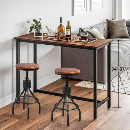 BOKKOLIK Set of 2 Industrial Bar Stool-Vintage Counter Dining Chair-Swivel Stools-Tall Height Adjustable 22-33"