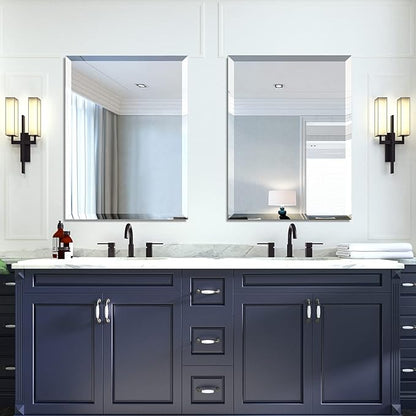 Mirrorons Beveled Mirror, Wall Mirror 24" x 32", Frameless Rectangle Bathroom