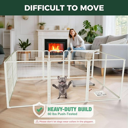 FXW Pawadise Acrylic & Wire Mesh Indoor Dog Playpen, Heavy Duty 32 Inch 10 Panels Metal Dog Pen for Small and Medium Dogs, White│Patented