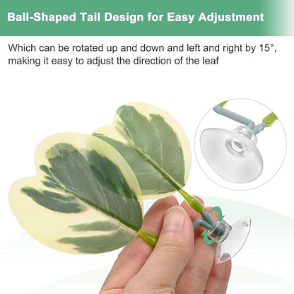 M METERXITY 2-Pack Betta Fish Leaf Pad, Hammock Plant Leaf Pad, Realistic Resting Fish Rest Bed for Fish Tank Decorations/Aquarium Accessories/Breeding [Green and White, Grape Leaves-Shaped]