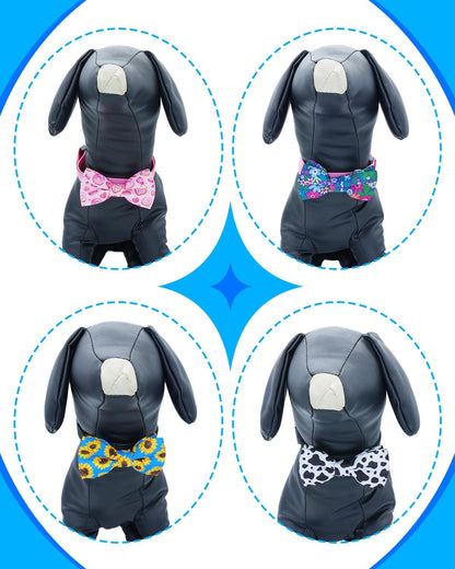 PET SHOW 10 Pack Big Dog Bow Ties for Large Medium Dogs Sliding Collar Attachments Daily Bowties Multiple Styles Cute Summer Bowknots Wedding Party Holiday Pet Grooming Accessories(Large)