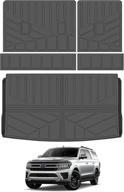 Cargo Liners for 2018-2024 Ford Expedition Max/Lincoln Navigator L Trunk Mat with Seat Back Cover Accessories, All Weather Rear Cargo Mat Backrest Protector(Only for Max & L Models)
