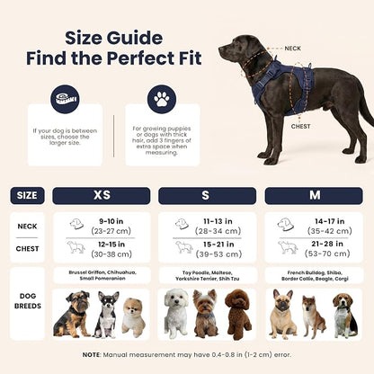 No Pull Dog Harness and Leash Set 3-in-1 Adjustable Anti Pull Dog Harness with Hands-Free Matching Leash,Poop Bag Holder,Easy Walk Dog Harness Small Sized Dog(Navy Blue)