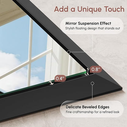USHOWER 24x32 Bathroom Mirror, Beveled Aluminum Frame Wall Mirror, Rectangular