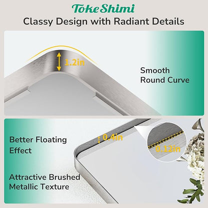TokeShimi 55x36 Bathroom Mirror Brushed Nickel, Aluminum Framed Bathroom Mirrors