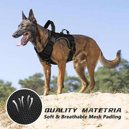 WINGOIN Black Tactical Dog Harness for Medium Size Dogs,No Pull Dog Harness | Heavy Duty with Handle,Adjustable Reflective,Military K9 Pet Vest,for Pitbull Female Male,for Walking Training Hiking Running