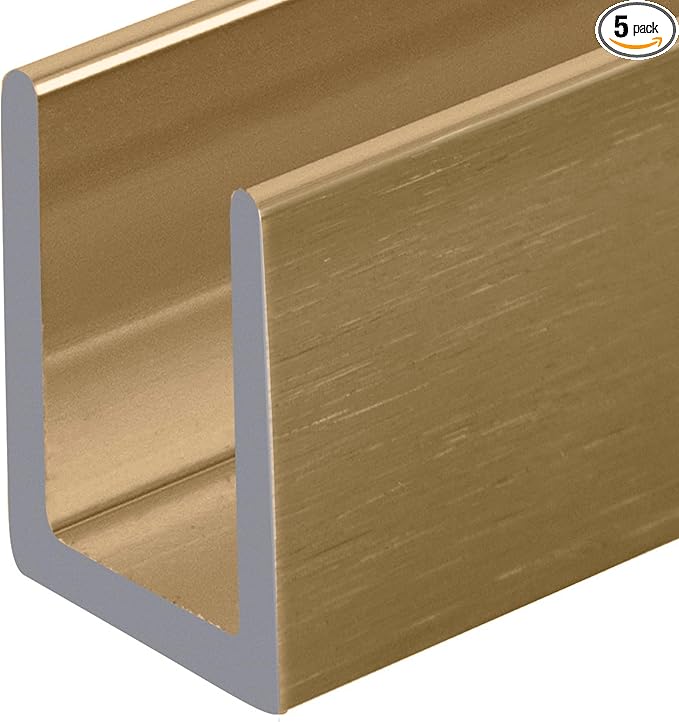 Brixwell SDCD38SB-XCP5 Satin Brass 3/8" Fixed Panel Shower Door Deep U-Channel