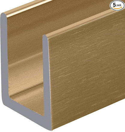 Brixwell SDCD38SB-XCP5 Satin Brass 3/8" Fixed Panel Shower Door Deep U-Channel
