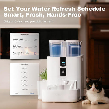 DailyFresh Cat Water Fountain 10L/338 oz Self Refilling, Pet Drinking Fountains for Dogs Indoor, Smart APP 5G WiFi Automatic Water Dispenser Oxygen-Rich, Wastewater Separation, BPA-Free