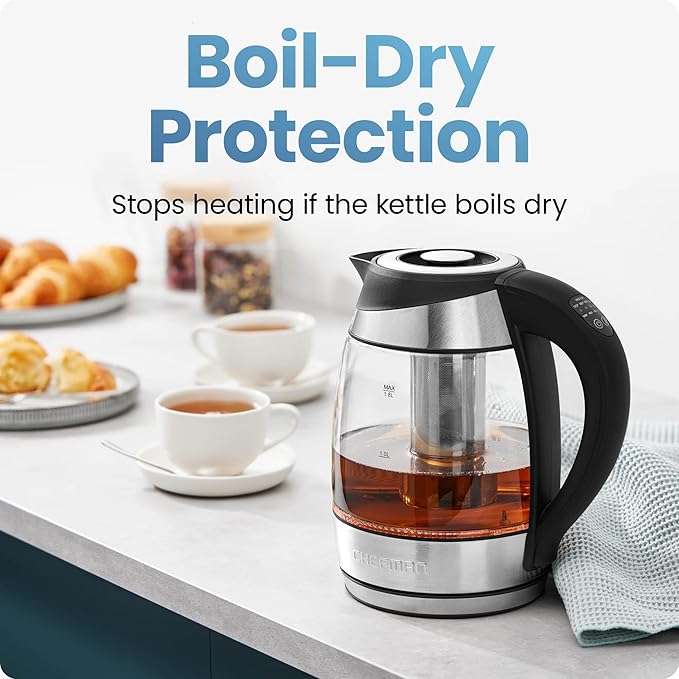 Chefman Electric Kettle with Temperature Control, 5 Presets LED Indicator Lights