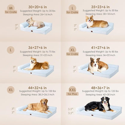 EHEYCIGA Memory Foam Dog Bed, Large Orthopedic Dog Bed, Washblue | Washable Removable Cover, Waterproof Flat Pet Sofa Couch with Nonskid Bottom, 44x32x6.5