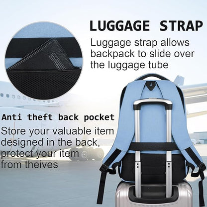 Volher Laptop Backpack,Business Travel Anti Theft Slim Durable Laptops Backpack,Water Resistant College Computer Bag for Women & Men Fits 15.6 Inch Laptop and Notebook-Pale Blue