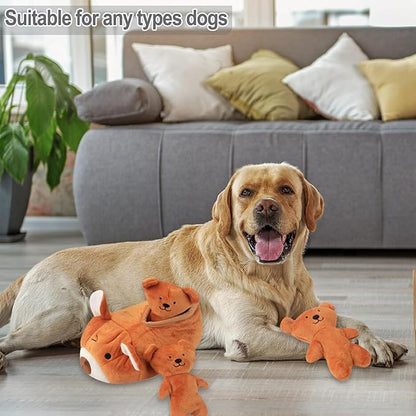 IFOYO Hide and Seek Plush Dog Toy Squeaky Bear Interactive Puppy Toys, Durable Enrichment Toys for Mental Stimulation and Anxiety Relief