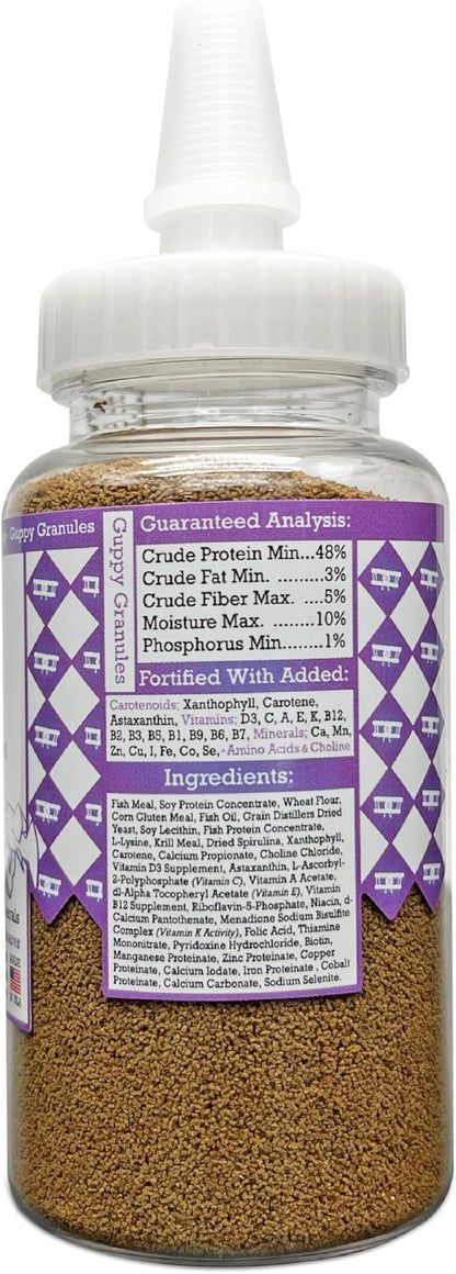 Aquatic Provisions Guppy Granulettes Fish Food 3.17 oz, for Guppies and Livebearer Freshwater Aquarium Species