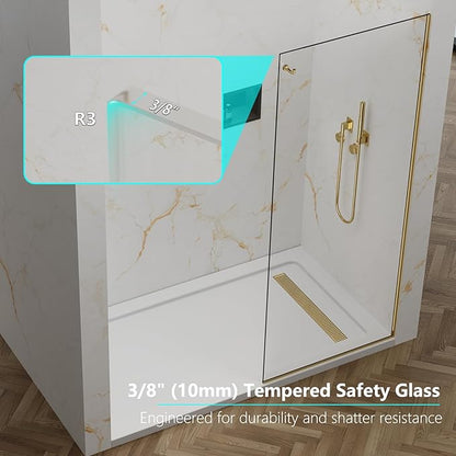 Shower Screen, 3/8" Tempered Glass, Shower Wall Panels, Fix Shower Glass Screen