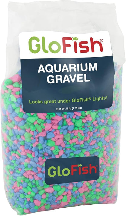 GloFish Aquarium Gravel, Pink/Green/Blue Mix, Complements GloFish Tanks, 5 Pounds