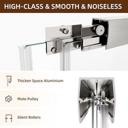 Shower Door, 56-60" W x 70" H Semi-Frameless Double Sliding Glass Shower Door