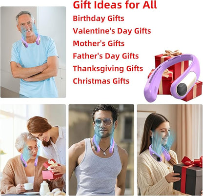 Portable Neck Fan, Personal Wearable Bladeless Fan, LED Display, 6000mAh USB