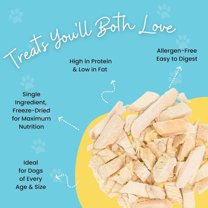 hotspot pets Freeze Dried Chicken Treats for Cats & Dogs -1LB Big Bag- Made in USA - Single Ingredient - Resealable Bag, All Natural Grain-Free (Chicken Breast)- Perfect for Training, Topper or Snack