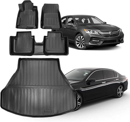 Compatible for 2013-2017 Honda Accord Sedan Floor Mats & Cargo Liner All Weather TPE Mats for 2013-2017 Honda Accord Accessories (No Fit for Coupe & Hybrid)