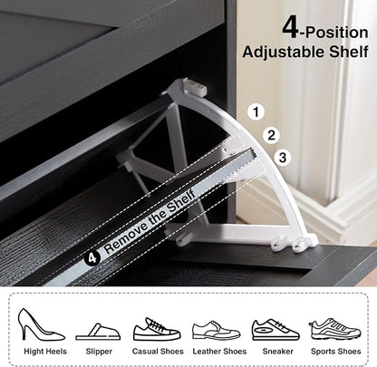 Shoe Storage Cabinet, Farmhouse Shoe Organizer