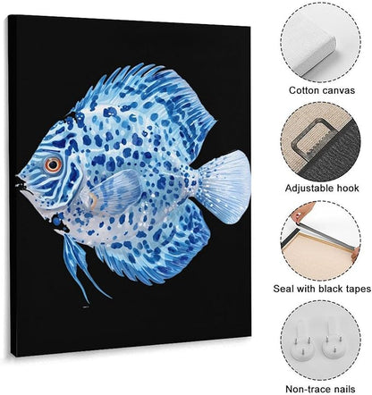 Discus Fish Wall Art Canvas Artwork Vintage Hanging Pictures Painting Poster for Home Decor
