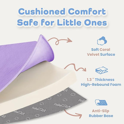 PAPAMAT 1.3" Thick Baby Floor Play Mat 50x50, Basic Padded Foam Mat for Tummy Time Crawling, Non Slip Cushioned for Babies Toddlers Infants Kids (Violet)