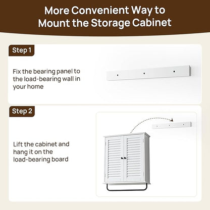 Bathroom Storage Cabinet with Adjustable Wood Shelves & Doors, Made of PDF Wood