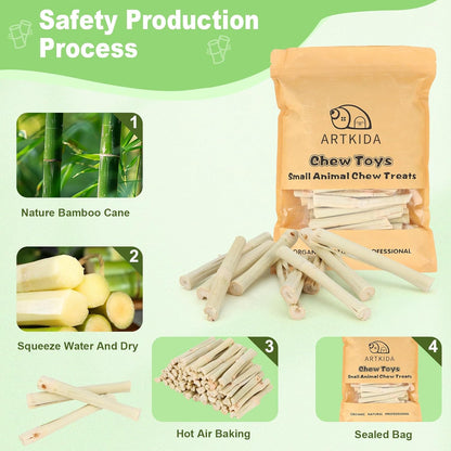 2.7lb Sweet Bamboo Sticks for Rabbits Chew Sticks Toys Guinea Pig Hamster Chinchilla Molar Treats Snacks, Natural Teeth Grinding Toys
