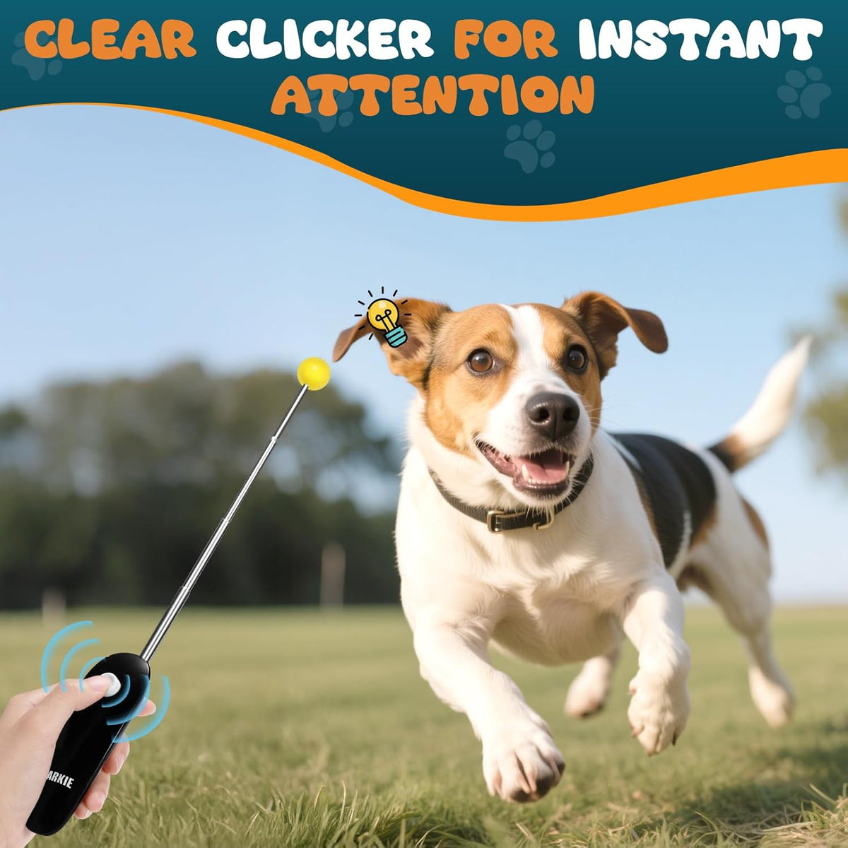 Dog Training Clicker with Target Stick – Portable & Retractable Trainer with Comfortable Handle and Bright Target Ball – Dog Agility Training Aids, Essential Tools & Equipment for Puppies, Cats & Pets