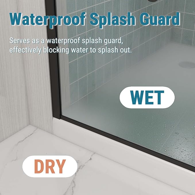 Sunrosa 24"×76" Shower Glass Panel, 8mm Thick Shower Screen, Matte Black