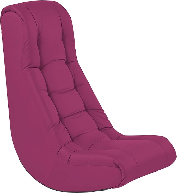Factory Direct Partners Soft Tufted Floor Rocker - Cushioned Ground Chair for Kids Teens and Adults - Great for Reading, Gaming, Meditating, TV - Raspberry, 10488-RS