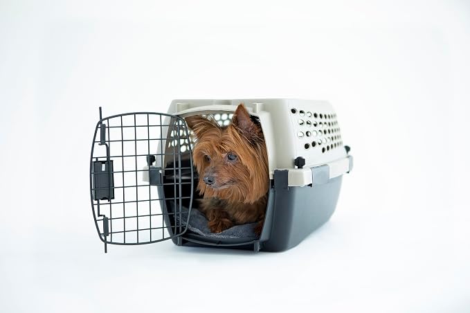 Petmate Vari Dog Kennel Portable Airline-Friendly Carriers & Crates for Small Dogs and Puppies, Durable Plastic, Pet Carrier For Home and Travel, XS Extra Small 19" For Dogs Up To 10 Lbs, Taupe