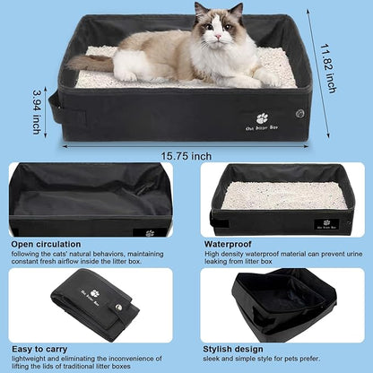Soft-Sided Cat Carrier with Litter Box for Traveling & Camping, Pet Bag Fit Pets Up to 20lbs,17.7' * 11.8 * 11.8 inches Cat Travel Carrier Purple