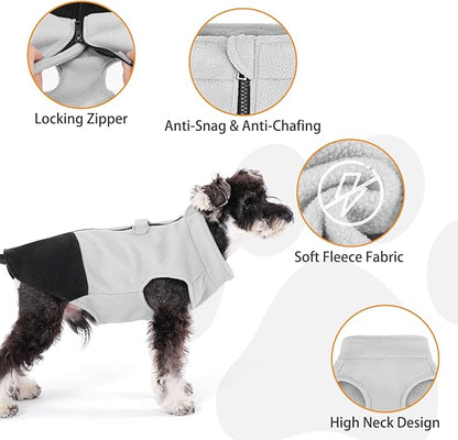 KOOLTAIL Dog Fleece Vest Sweater, Zip Up Step-in Pullover Warm Puppy Jacket with Dual Leash D-Ring for Small Medium Dogs, Cozy Soft Pet Winter Cold Weather Coats Fall Clothes Hoodie Boy Girl, Black L